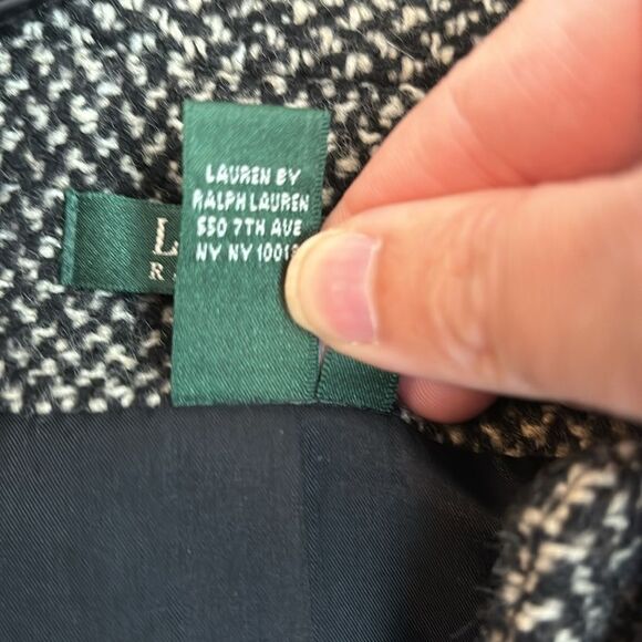 Vintage Lauren Ralph Lauren Women Wool tweed blazer suit jacket black tan 10 EUC - Picture 8 of 11